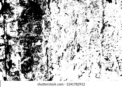 Grunge overlay layer. Abstract black and white vector background. Monochrome vintage surface with dirty pattern in cracks, spots, dots. Old wall in dark horror style design
