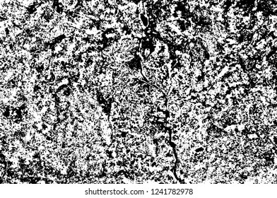 Grunge overlay layer. Abstract black and white vector background. Monochrome vintage surface with dirty pattern in cracks, spots, dots. Old wall in dark horror style design