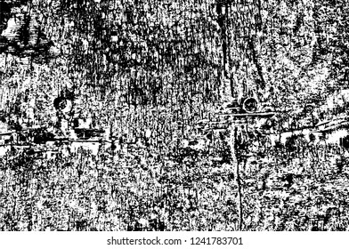 Grunge overlay layer. Abstract black and white vector background. Monochrome vintage surface with dirty pattern in cracks, spots, dots. Old wall in dark horror style design