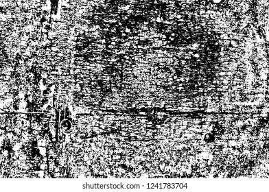 Grunge overlay layer. Abstract black and white vector background. Monochrome vintage surface with dirty pattern in cracks, spots, dots. Old wall in dark horror style design