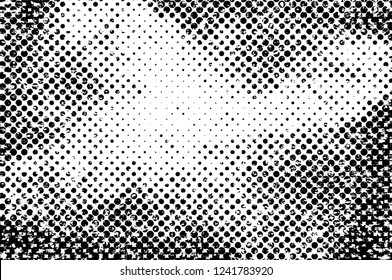 Grunge overlay layer. Abstract black and white vector background. Monochrome vintage surface with dirty pattern in cracks, spots, dots. Old wall in dark horror style design