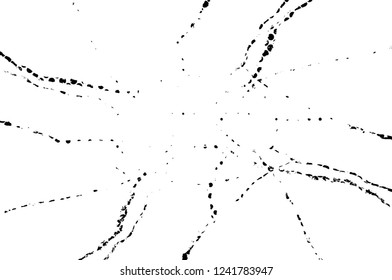 Grunge overlay layer. Abstract black and white vector background. Monochrome vintage surface with dirty pattern in cracks, spots, dots. Old wall in dark horror style design