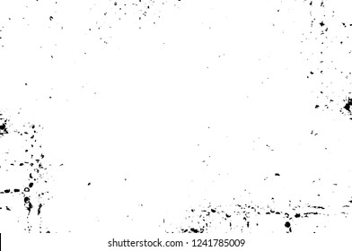 Grunge overlay layer. Abstract black and white vector background. Monochrome vintage surface with dirty pattern in cracks, spots, dots. Old wall in dark horror style design