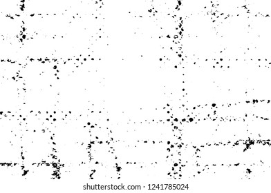 Grunge overlay layer. Abstract black and white vector background. Monochrome vintage surface with dirty pattern in cracks, spots, dots. Old wall in dark horror style design