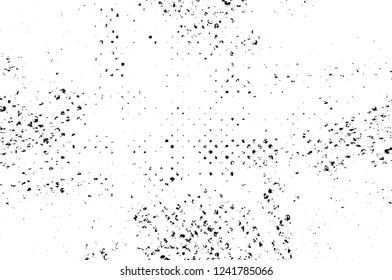 Grunge overlay layer. Abstract black and white vector background. Monochrome vintage surface with dirty pattern in cracks, spots, dots. Old wall in dark horror style design