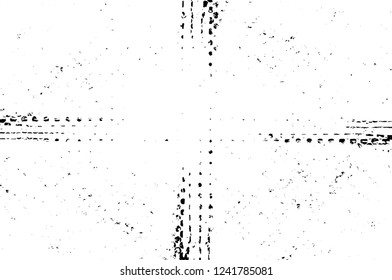 Grunge overlay layer. Abstract black and white vector background. Monochrome vintage surface with dirty pattern in cracks, spots, dots. Old wall in dark horror style design