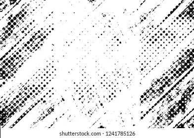 Grunge overlay layer. Abstract black and white vector background. Monochrome vintage surface with dirty pattern in cracks, spots, dots. Old wall in dark horror style design