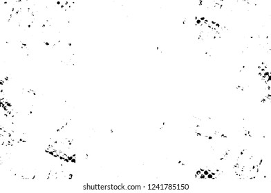 Grunge overlay layer. Abstract black and white vector background. Monochrome vintage surface with dirty pattern in cracks, spots, dots. Old wall in dark horror style design