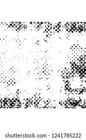 Grunge overlay layer. Abstract black and white vector background. Monochrome vintage surface with dirty pattern in cracks, spots, dots. Old wall in dark horror style design