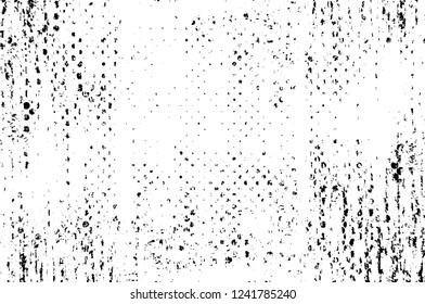 Grunge overlay layer. Abstract black and white vector background. Monochrome vintage surface with dirty pattern in cracks, spots, dots. Old wall in dark horror style design