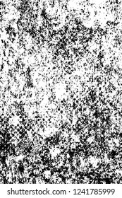 Grunge overlay layer. Abstract black and white vector background. Monochrome vintage surface with dirty pattern in cracks, spots, dots. Old wall in dark horror style design