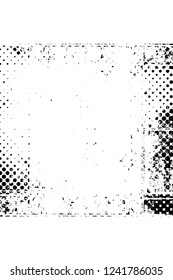 Grunge overlay layer. Abstract black and white vector background. Monochrome vintage surface with dirty pattern in cracks, spots, dots. Old wall in dark horror style design