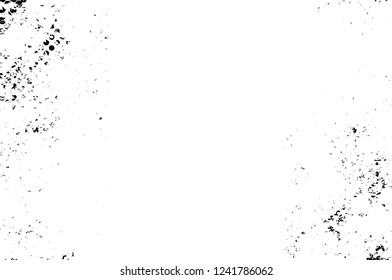 Grunge overlay layer. Abstract black and white vector background. Monochrome vintage surface with dirty pattern in cracks, spots, dots. Old wall in dark horror style design