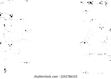 Grunge overlay layer. Abstract black and white vector background. Monochrome vintage surface with dirty pattern in cracks, spots, dots. Old wall in dark horror style design