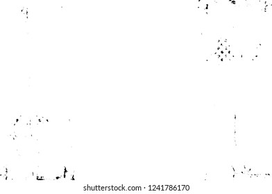 Grunge overlay layer. Abstract black and white vector background. Monochrome vintage surface with dirty pattern in cracks, spots, dots. Old wall in dark horror style design
