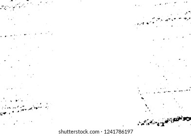 Grunge overlay layer. Abstract black and white vector background. Monochrome vintage surface with dirty pattern in cracks, spots, dots. Old wall in dark horror style design