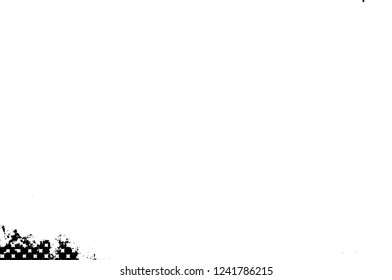 Grunge overlay layer. Abstract black and white vector background. Monochrome vintage surface with dirty pattern in cracks, spots, dots. Old wall in dark horror style design