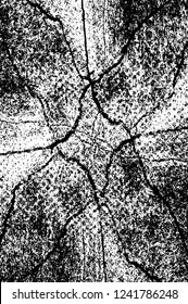 Grunge overlay layer. Abstract black and white vector background. Monochrome vintage surface with dirty pattern in cracks, spots, dots. Old wall in dark horror style design