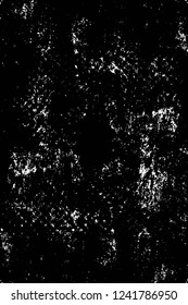Grunge overlay layer. Abstract black and white vector background. Monochrome vintage surface with dirty pattern in cracks, spots, dots. Old wall in dark horror style design