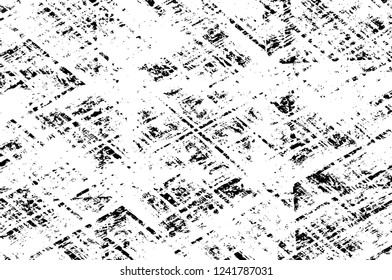Grunge overlay layer. Abstract black and white vector background. Monochrome vintage surface with dirty pattern in cracks, spots, dots. Old wall in dark horror style design