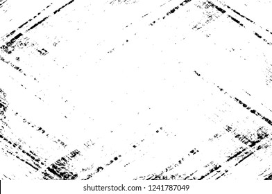 Grunge overlay layer. Abstract black and white vector background. Monochrome vintage surface with dirty pattern in cracks, spots, dots. Old wall in dark horror style design