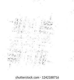 Grunge overlay layer. Abstract black and white vector background. Monochrome vintage surface with dirty pattern in cracks, spots, dots. Old wall in dark horror style design