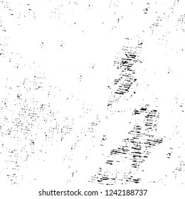 Grunge overlay layer. Abstract black and white vector background. Monochrome vintage surface with dirty pattern in cracks, spots, dots. Old wall in dark horror style design