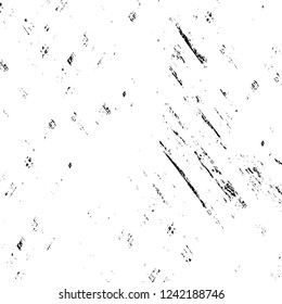 Grunge overlay layer. Abstract black and white vector background. Monochrome vintage surface with dirty pattern in cracks, spots, dots. Old wall in dark horror style design