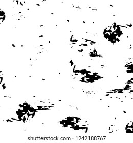 Grunge overlay layer. Abstract black and white vector background. Monochrome vintage surface with dirty pattern in cracks, spots, dots. Old wall in dark horror style design
