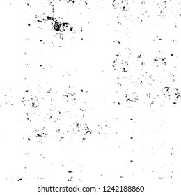 Grunge overlay layer. Abstract black and white vector background. Monochrome vintage surface with dirty pattern in cracks, spots, dots. Old wall in dark horror style design