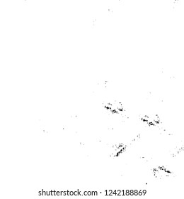 Grunge overlay layer. Abstract black and white vector background. Monochrome vintage surface with dirty pattern in cracks, spots, dots. Old wall in dark horror style design