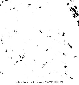 Grunge overlay layer. Abstract black and white vector background. Monochrome vintage surface with dirty pattern in cracks, spots, dots. Old wall in dark horror style design