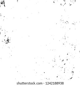 Grunge overlay layer. Abstract black and white vector background. Monochrome vintage surface with dirty pattern in cracks, spots, dots. Old wall in dark horror style design