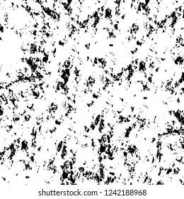 Grunge overlay layer. Abstract black and white vector background. Monochrome vintage surface with dirty pattern in cracks, spots, dots. Old wall in dark horror style design
