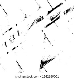 Grunge overlay layer. Abstract black and white vector background. Monochrome vintage surface with dirty pattern in cracks, spots, dots. Old wall in dark horror style design