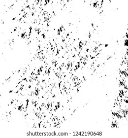 Grunge overlay layer. Abstract black and white vector background. Monochrome vintage surface with dirty pattern in cracks, spots, dots. Old wall in dark horror style design