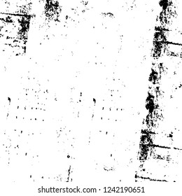 Grunge overlay layer. Abstract black and white vector background. Monochrome vintage surface with dirty pattern in cracks, spots, dots. Old wall in dark horror style design