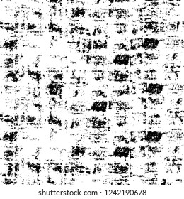 Grunge overlay layer. Abstract black and white vector background. Monochrome vintage surface with dirty pattern in cracks, spots, dots. Old wall in dark horror style design
