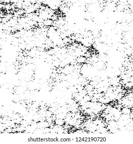 Grunge overlay layer. Abstract black and white vector background. Monochrome vintage surface with dirty pattern in cracks, spots, dots. Old wall in dark horror style design
