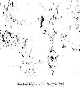 Grunge overlay layer. Abstract black and white vector background. Monochrome vintage surface with dirty pattern in cracks, spots, dots. Old wall in dark horror style design