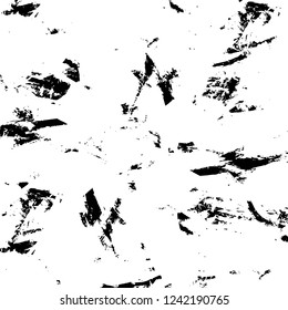 Grunge overlay layer. Abstract black and white vector background. Monochrome vintage surface with dirty pattern in cracks, spots, dots. Old wall in dark horror style design