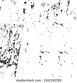 Grunge overlay layer. Abstract black and white vector background. Monochrome vintage surface with dirty pattern in cracks, spots, dots. Old wall in dark horror style design