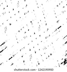 Grunge overlay layer. Abstract black and white vector background. Monochrome vintage surface with dirty pattern in cracks, spots, dots. Old wall in dark horror style design