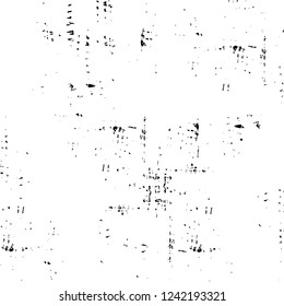 Grunge overlay layer. Abstract black and white vector background. Monochrome vintage surface with dirty pattern in cracks, spots, dots. Old wall in dark horror style design