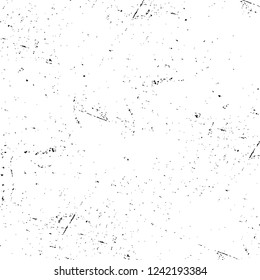 Grunge overlay layer. Abstract black and white vector background. Monochrome vintage surface with dirty pattern in cracks, spots, dots. Old wall in dark horror style design