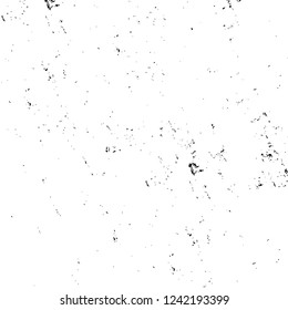 Grunge overlay layer. Abstract black and white vector background. Monochrome vintage surface with dirty pattern in cracks, spots, dots. Old wall in dark horror style design