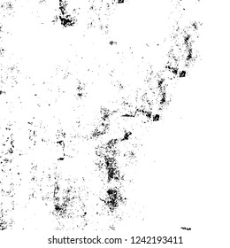 Grunge overlay layer. Abstract black and white vector background. Monochrome vintage surface with dirty pattern in cracks, spots, dots. Old wall in dark horror style design