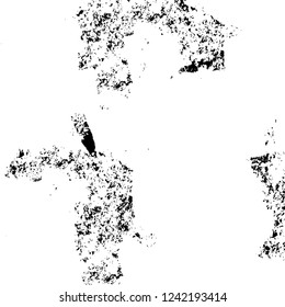 Grunge overlay layer. Abstract black and white vector background. Monochrome vintage surface with dirty pattern in cracks, spots, dots. Old wall in dark horror style design