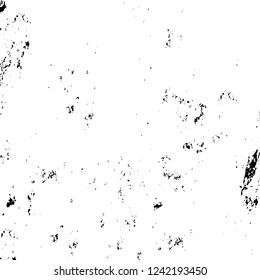 Grunge overlay layer. Abstract black and white vector background. Monochrome vintage surface with dirty pattern in cracks, spots, dots. Old wall in dark horror style design