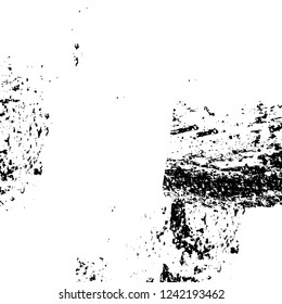 Grunge overlay layer. Abstract black and white vector background. Monochrome vintage surface with dirty pattern in cracks, spots, dots. Old wall in dark horror style design